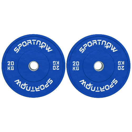 SPORTNOW Set 2 Dischi Pesi da 20kg in Gomma con Foro da 2"/5 cm per Manubri e Bilancieri, Blu