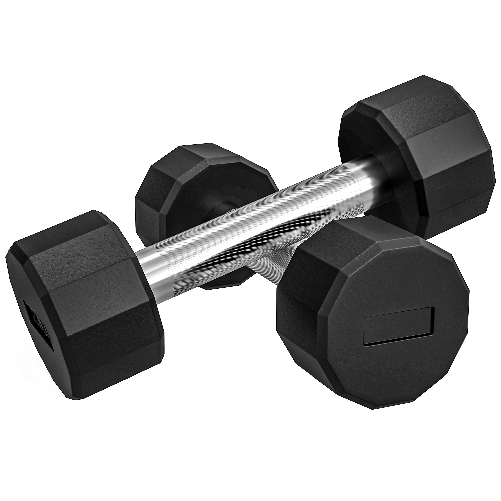 SPORTNOW Set 2 Manubri a 12 Lati da 5 kg in Metallo e Gomma con Impugnatura Antiscivolo, 25x9.5x9.5 cm, Nero