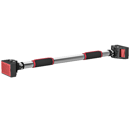 SPORTNOW Sbarra per Trazioni a Larghezza Regolabile con Impugnature Antiscivolo, 75-92x10x7 cm, Rosso e Nero