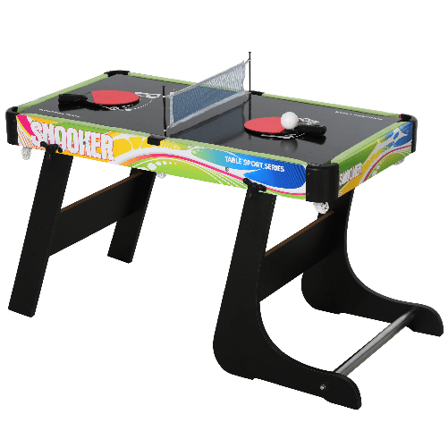 HOMCOM Tavolo da Gioco 4 in 1 Pieghevole per Calcio-Balilla, Biliardo, Air Hockey e Ping Pong, in MDF e Plastica