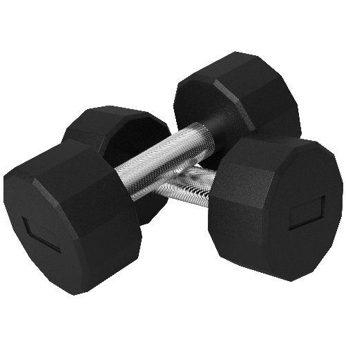 SPORTNOW Set 2 Manubri a 12 Lati da 8 kg in Metallo e Gomma con Impugnatura Antiscivolo, 26x12x12 cm, Nero