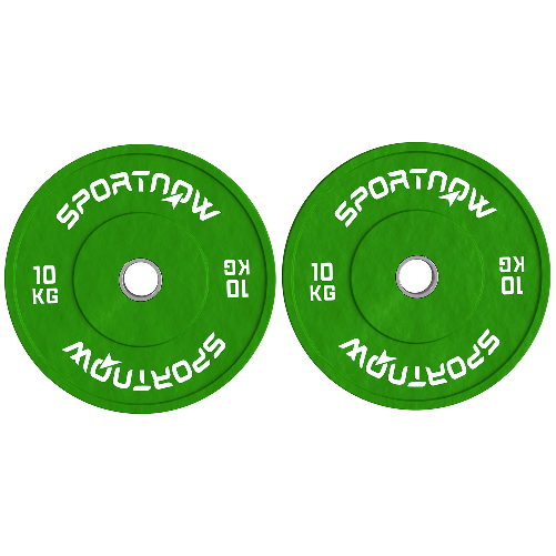 SPORTNOW Set 2 Dischi Pesi da 10kg in Gomma con Foro da 2"/5 cm per Manubri e Bilancieri, Verde