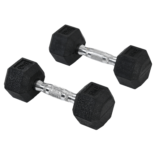 HOMCOM Set di 2 Manubri da Palestra Esagonali da 5kg in Gomma con Impugnatura Antiscivolo, Nero