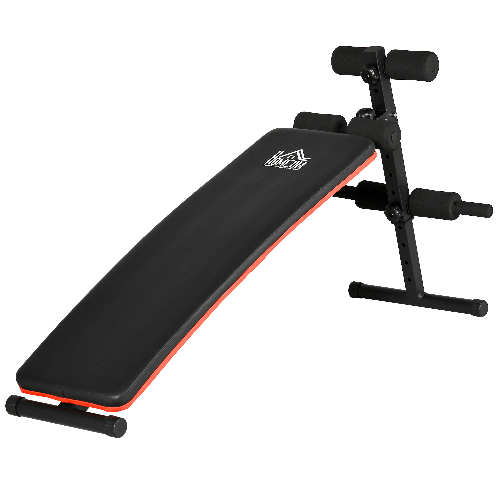 HOMCOM Panca per Addominali Pieghevole e Regolabile con Schienale Imbottito, 47x139x51-69cm, Nero e Rosso