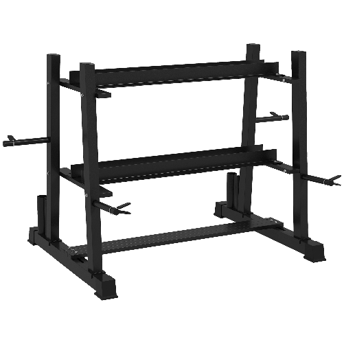 SPORTNOW Rastrelliera per Manubri in Acciaio con 4 Aste Regolabili per Pesi e Kettlebell, 131x75x80 cm, Nero