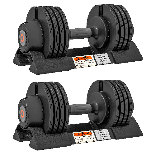 SPORTNOW Kit Pesi Regolabili con Porta Manubri e Impugnatura Antiscivolo, in Acciaio e ABS, 33x16x16 cm, Nero