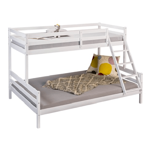 Letto a Castello Bianco senza Rete a Doghe 209 x 148 x 171 cm