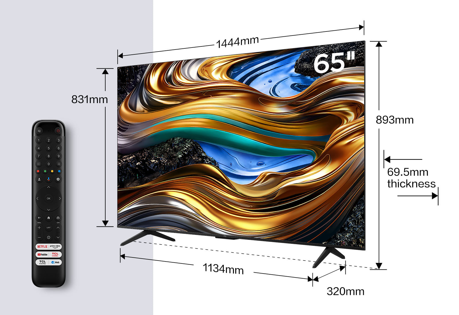 TCL 65P79B Smart TV 65 Pollici 4K Ultra HD Display LED Sistema Google TV DVBT2-C-S2 Classe F Dolby Atmos colore Titanio TCL P79 Serie P7 Smart TV Nano