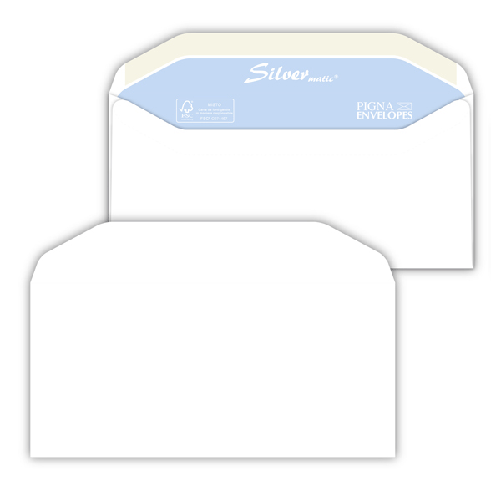PIGNA 500 buste SILVER MATIC 80 FSC gommata bianca s/finestra 110x230mm 80gr Pigna