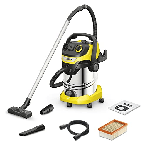 Karcher Kärcher WD 6 P S V-30/6/22/T - Aspirapolvere Potente per Solidi e Liquidi Kärcher WD 6 P S V-30/6/22/T Nero, Acciaio inox, Giallo 30 L 1300 W