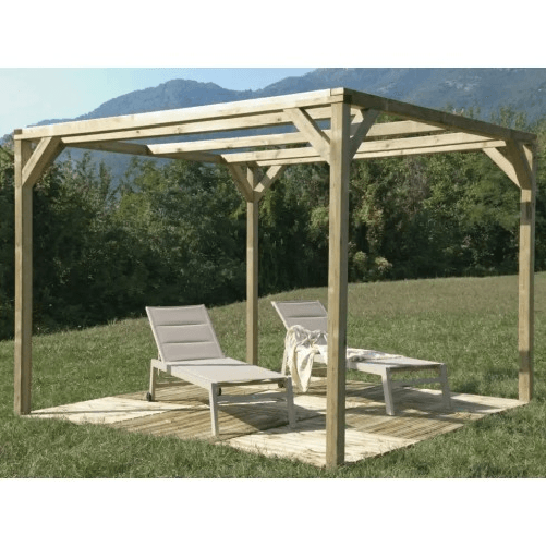 Pergola Tettoia in Legno 3x3 metri per Auto Carport