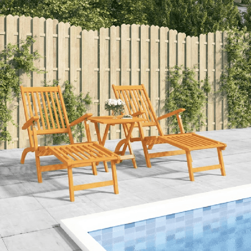 VidaXL Sedie a Sdraio da Esterno con Poggiapiedi 2pz Massello d'Acacia VidaXL 3120438 sedia da esterno Terrazzo Legno di acacia