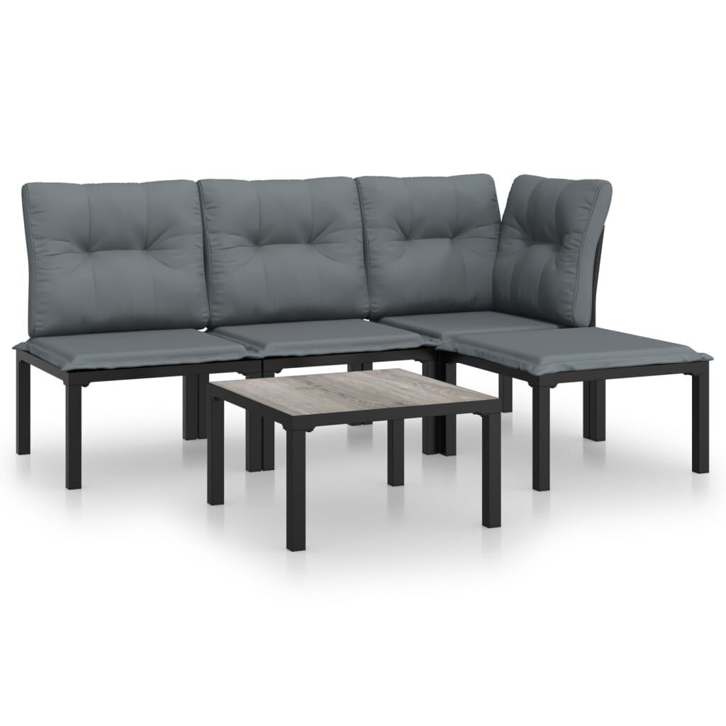 VidaXL Set Salotto da Giardino 5 pz Nero e Grigio in Polyrattan VidaXL 3187744 set mobili da esterno