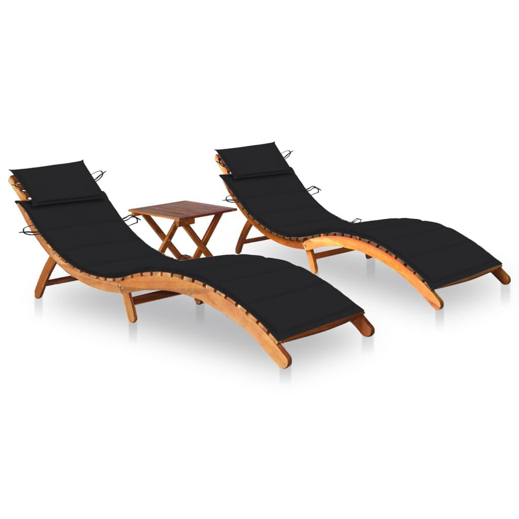 VidaXL 3077383 sedia da esterno Salone Seduta imbottita Legno di acacia Nero