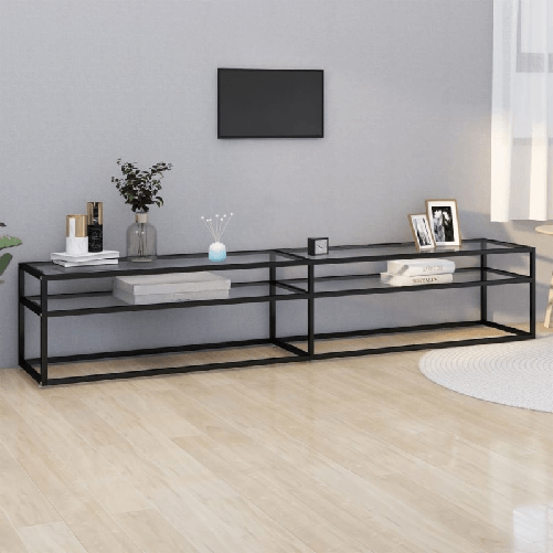 VidaXL Mobile Porta TV Trasparente 220x40x40,5 cm in Vetro Temperato VidaXL 331730 supporto TV e sistema audio