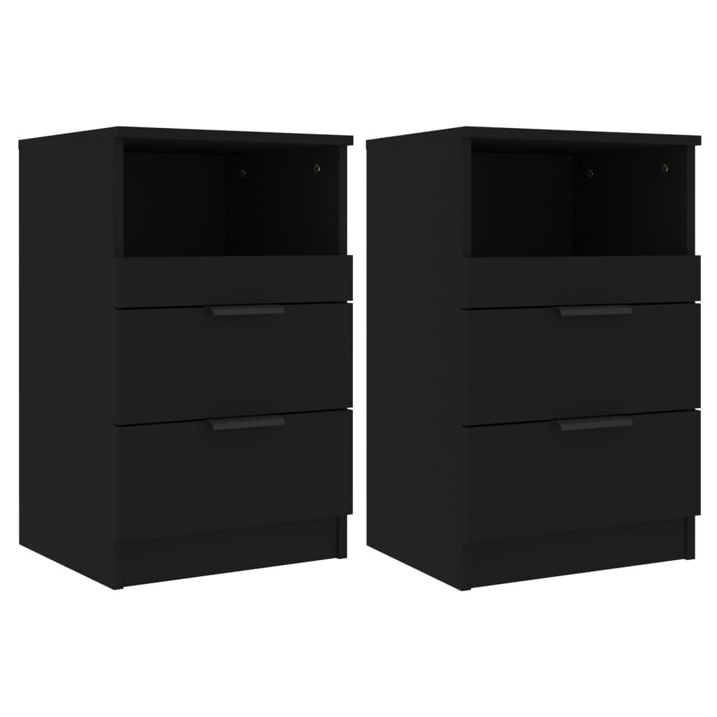 VidaXL Comodini 2 pz Neri in Legno Multistrato VidaXL 811235 comodino Nero