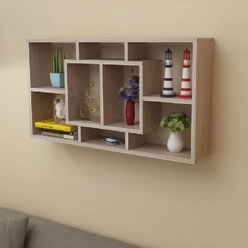 VidaXL Libreria da Parete Mensole a Muro con 8 Scomparti Colore Rovere VidaXL 242549 scaffale Legno Quercia