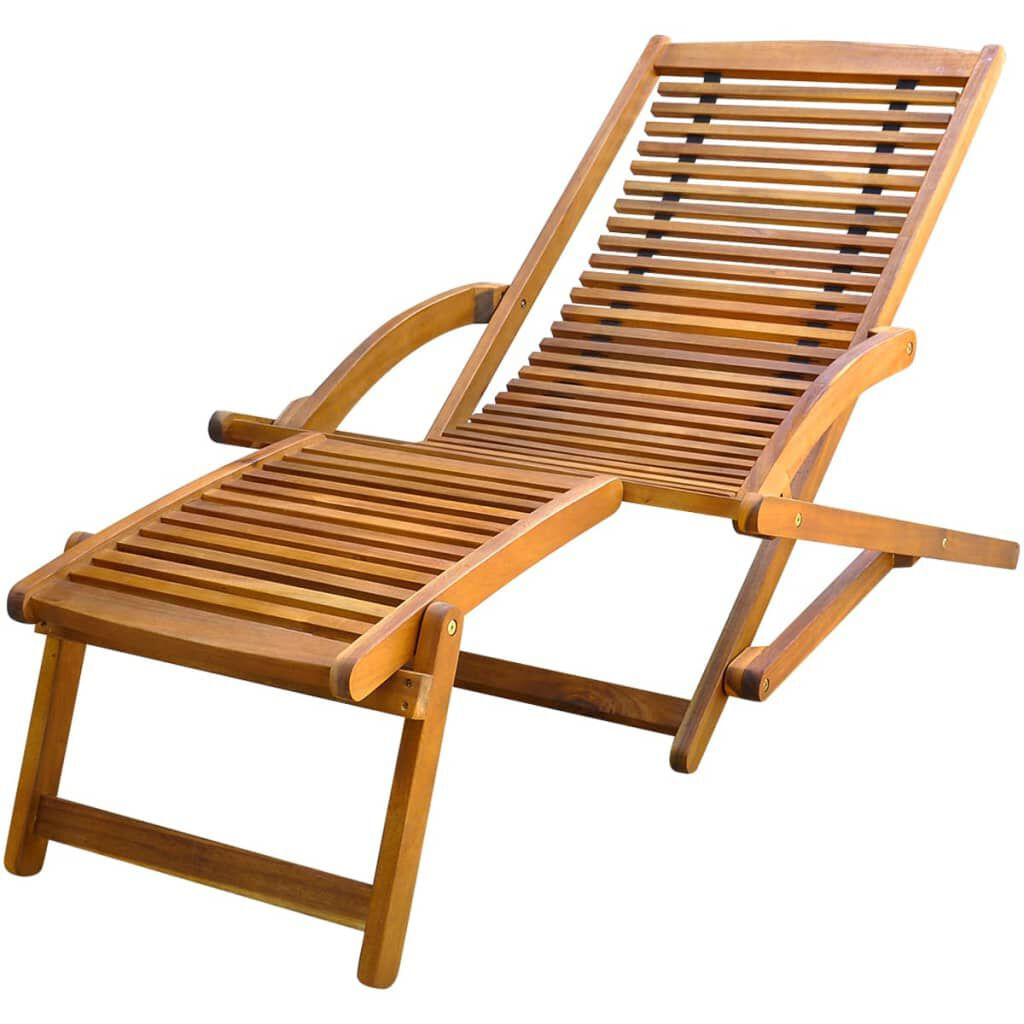VidaXL 41806 sedia da esterno Terrazzo Seduta imbottita Legno di acacia Sedia a Sdraio con Poggiagambe in Massello di Acacia