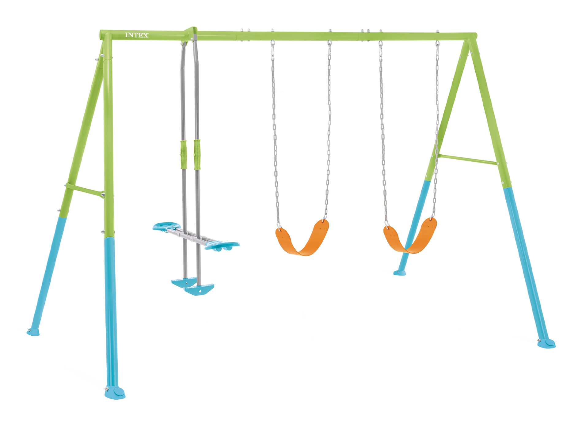 Intex 44121 Altalena Swing Set Colorata Due seggiolini e Dondolo 343x249x203 cm Bimbo Verde Intex 44121 parco giochi e attrezzatura per parchi giochi