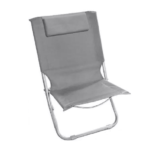 Spiaggina Con Cuscino Per Testiera Grigio 57x47x95 Cm Pieghevole Portatile 281017 -