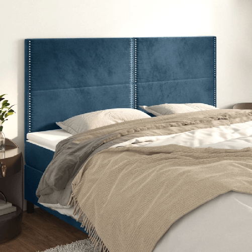 VidaXL Testiere 4 pz Blu Scuro 100x5x78/88 cm in Velluto VidaXL 3116262 testiera e pedana Blu scuro