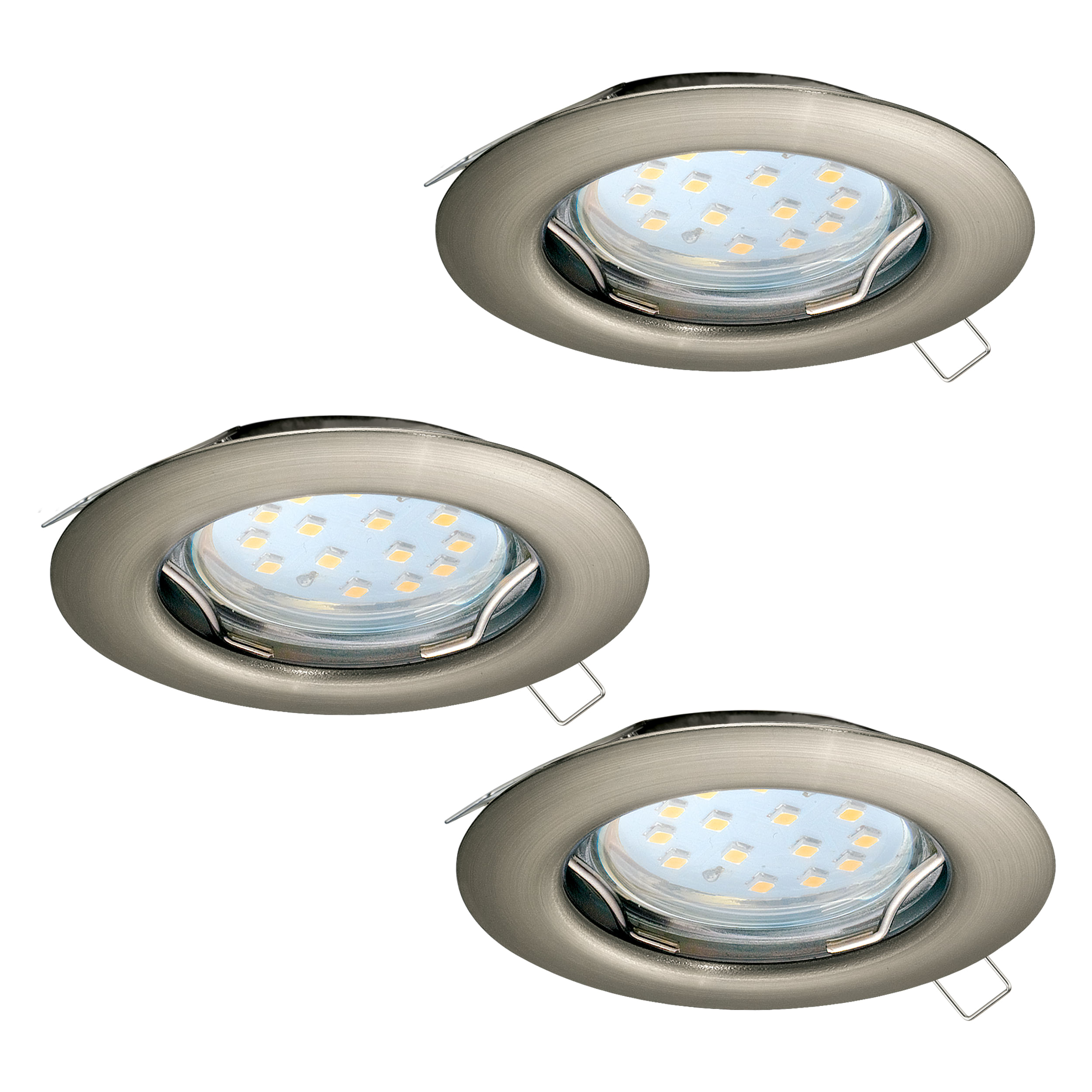Eglo Faretto Ad Incasso Moderno Peneto In Acciaio Nichel Satinato 3 Luci Gu10 2,8W EGLO Peneto Faretto da incasso GU10 6 W