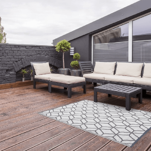 Esschert Design Tappeto da Esterno 180x121 cm Grigio Bianco OC25 Esschert Design OC25 tappeto per tenda