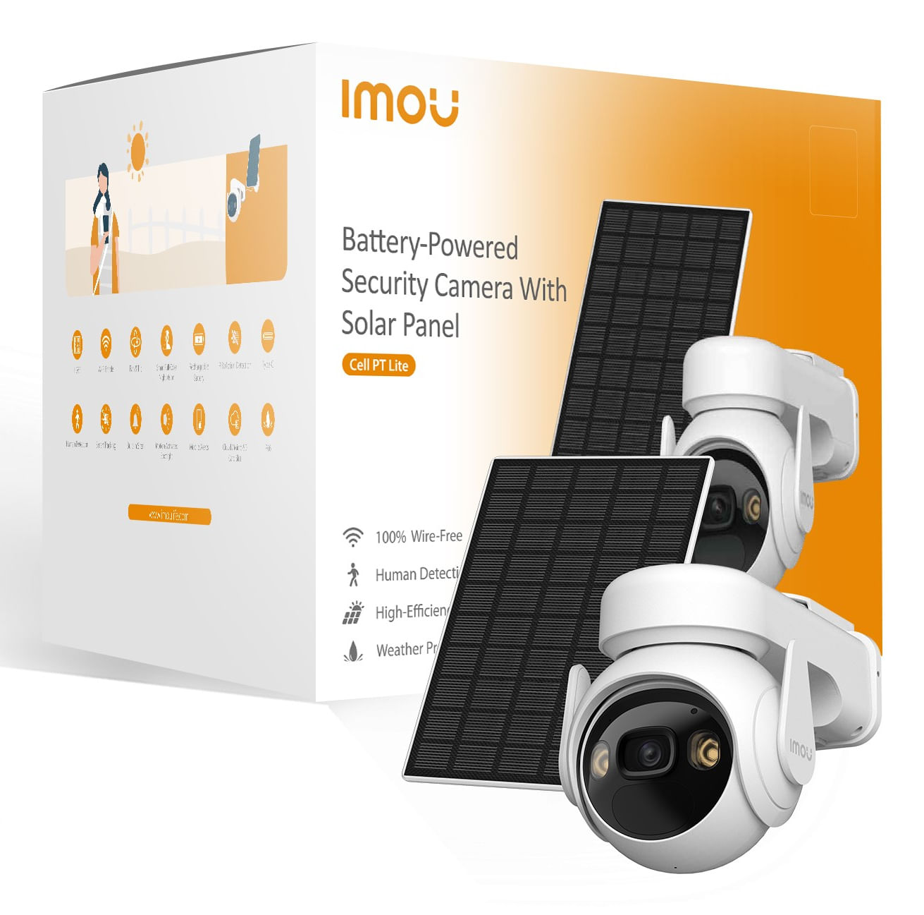 Imou Cell PT Lite Kit - Telecamera da Esterno a batteria con risoluzione 2K (3MP), Rilevamento Movimento/Umano, Visione Notturna a Colori, Audio Bidir