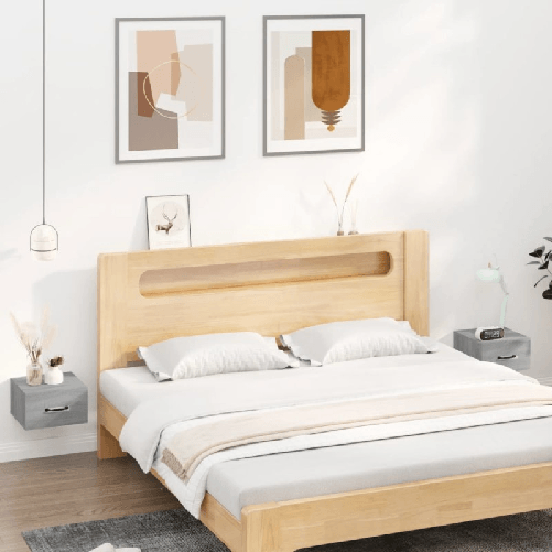 VidaXL Comodini a Muro 2 pz Grigio Sonoma 35x35x20 cm VidaXL 817582 comodino Quercia