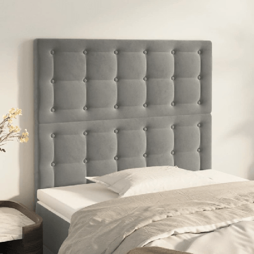 VidaXL Testiera 2 pz Grigio Chiaro 80x5x78/88 cm in Velluto VidaXL 3116796 testiera e pedana Grigio chiaro