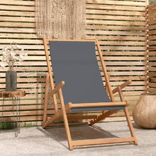 VidaXL 317698 sedia da esterno Terrazzo Seduta imbottita Poliestere, Teak Grigio