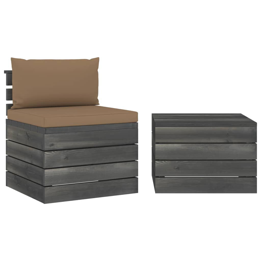 VidaXL Set Divani da Giardino su Pallet 2 pz con Cuscini Massello Pino VidaXL 3061667 set mobili da esterno