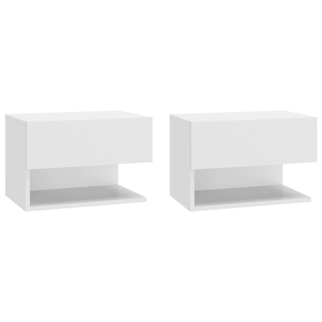 VidaXL Comodini da Parete 2 pz Bianco Lucido in Legno Multistrato VidaXL 810966 comodino Bianco