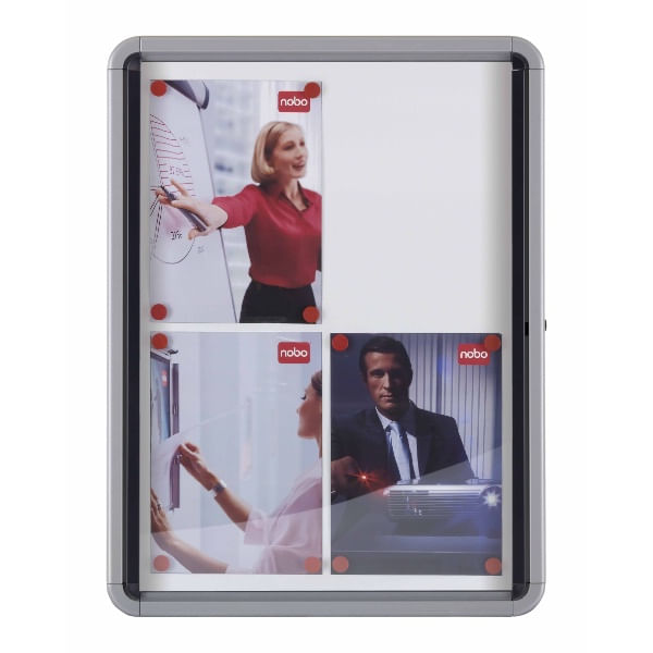 NOBO Bacheca per interni - fondo magnetico bianco - 9 fogli A4 - verticale - Nobo Nobo Bacheca per interni-fondo magnetico 9xA4 anta a battente