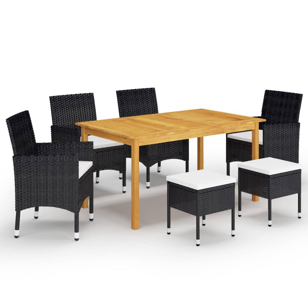 VidaXL Set Mobili da Pranzo per Giardino 7 pz Nero VidaXL 3067777 set mobili da esterno