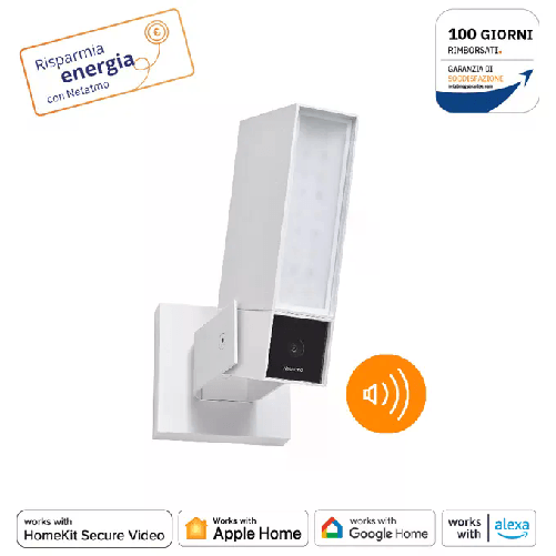Netatmo Videocamera Esterna di Sorveglianza Intelligente Sirena da 105dB Wi Netatmo NOC-S-W-IT telecamera di sorveglianza Cubo Telecamera di sicurezza