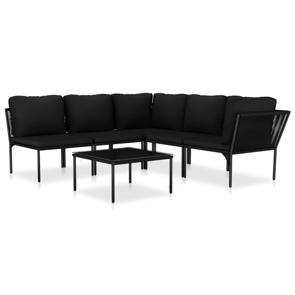 VidaXL Set Divani da Giardino 6 pz con Cuscini Neri in PVC VidaXL 48591 set mobili da esterno