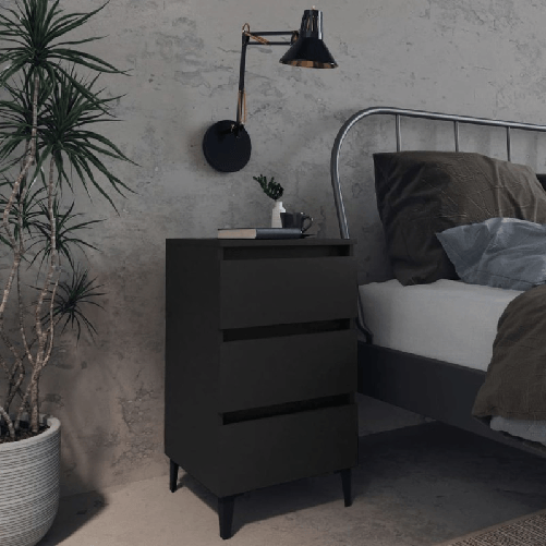 VidaXL Comodino con Gambe in Metallo Nero 40x35x69 cm VidaXL 805907 comodino Nero
