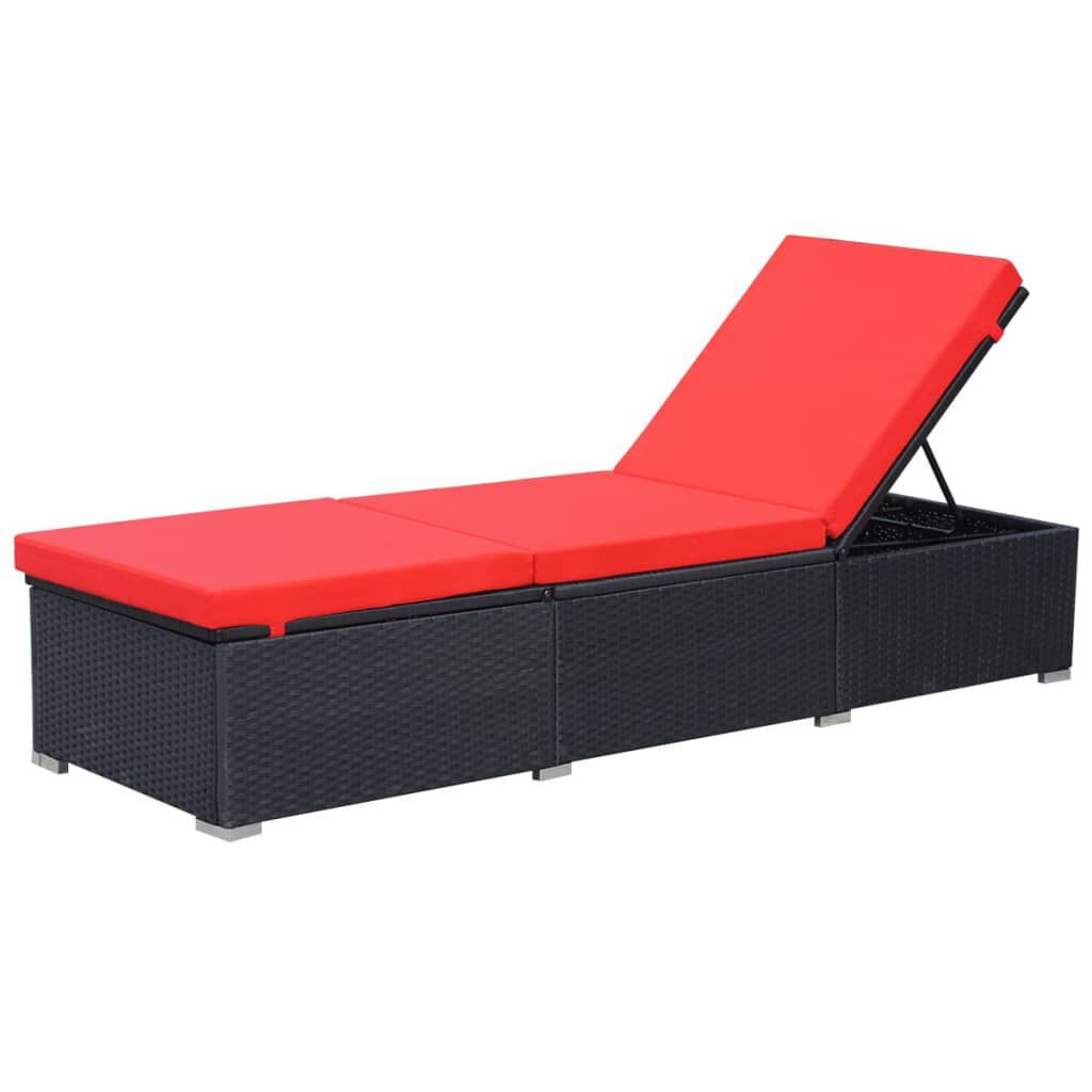 VidaXL 44405 sedia da esterno Salone Seduta imbottita Polietilene, Malacca, Acciaio Nero, Rosso