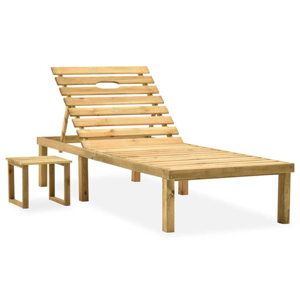 VidaXL Lettino Prendisole con Tavolino in Legno di Pino Impregnato VidaXL 315395 sedia da esterno Salone Legno di pino