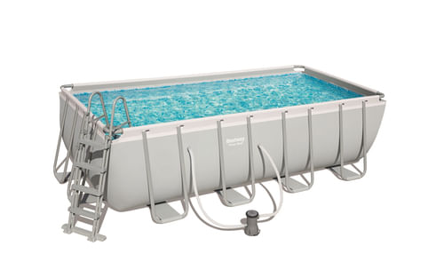 Bestway Power Steel Piscina Rettangolare mis. 488x244xh122 cm - #56670 - il kit include pompa filtro, cartuccia, copertura, scaletta di sicurezza, dos