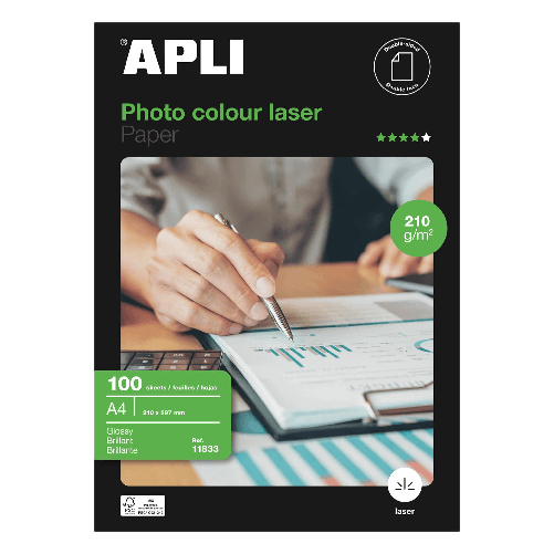 Apli Carta fotografica laser a colori Apli A4 210 g 100 fogli