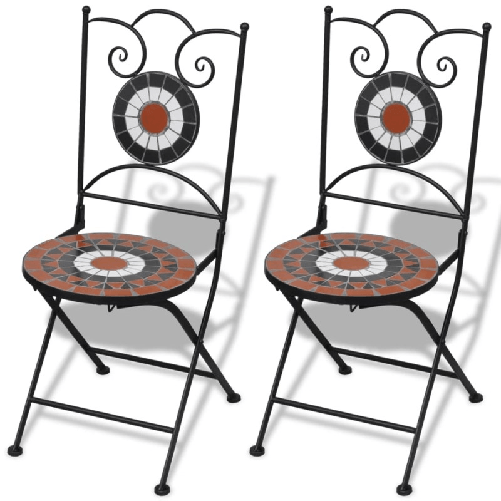 VidaXL 41535 sedia da esterno Terrazzo Ceramica, Caldaie Terracotta, Bianco Sedie da Bistrot Pieghevoli 2 pz Ceramica Terracotta e Bianco