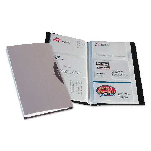 FELLOWES PORTABIGLIETTI VISITA 240 TASCHE SILVER C/CUSTODIA Fellowes 40350 portabiglietto 240 tasche