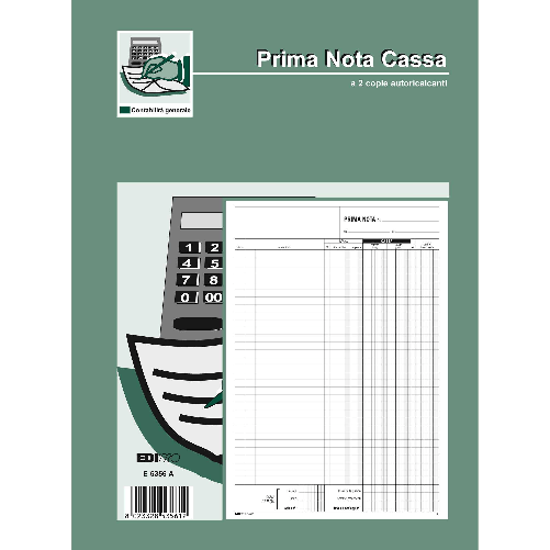 EDIPRO BLOCCO PRIMA NOTA CASSA ENTRATE/USCITE/IVA 50/50 FOGLI AUTORIC. 31X21 E5356A Edipro E5356A modulo e libro contabile