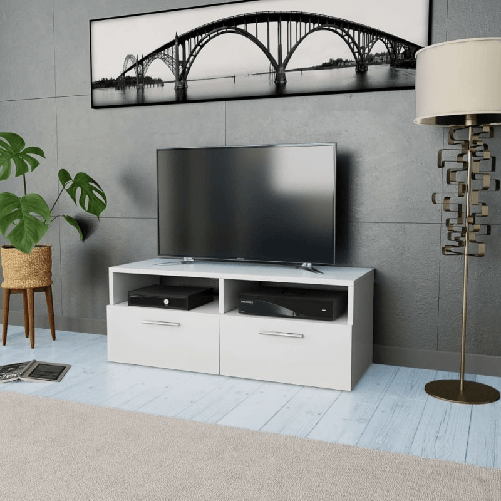 VidaXL Mobile Porta TV in Truciolato 95x35x36 cm Bianco VidaXL 244867 supporto TV e sistema audio