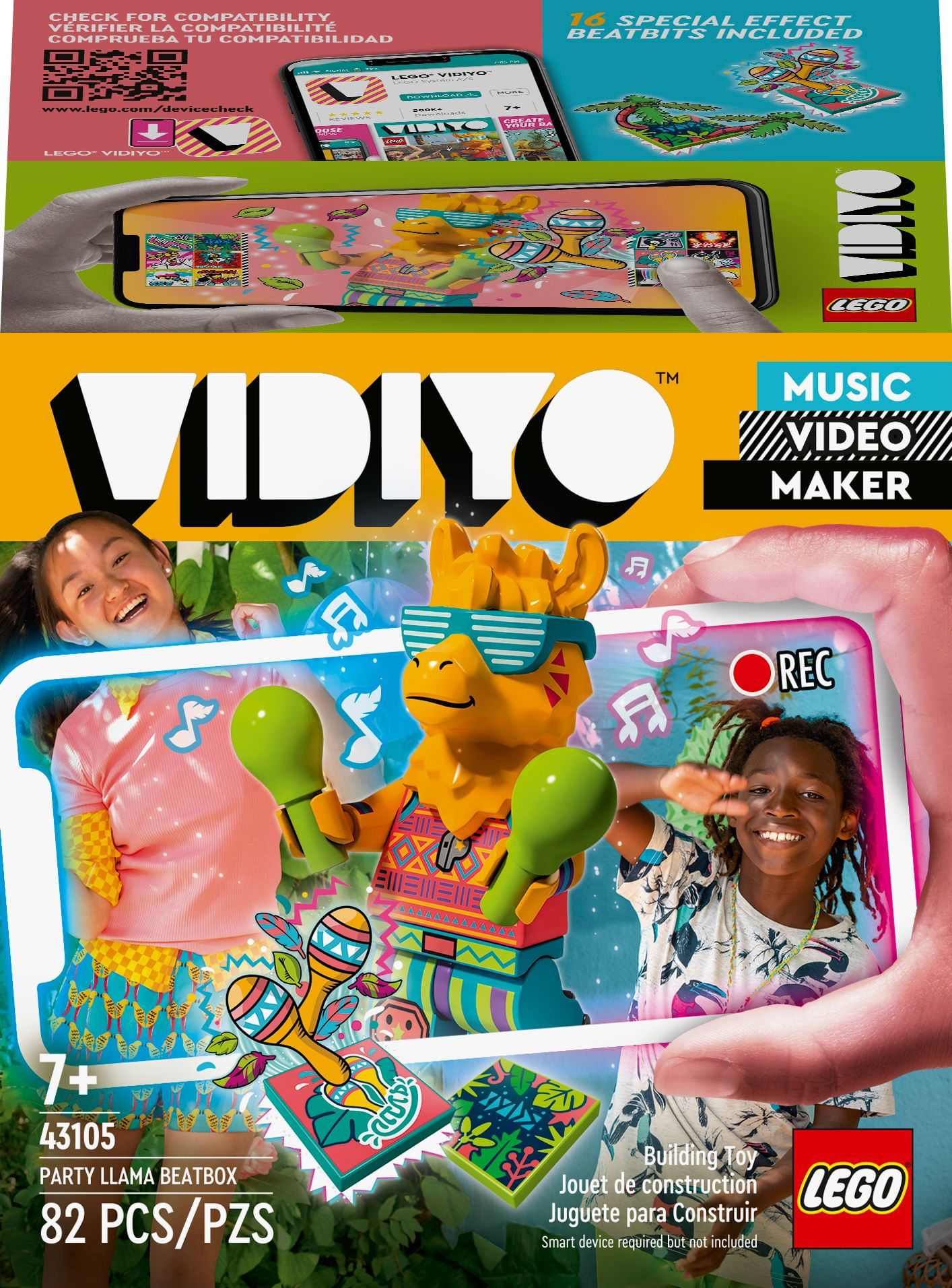 LEGO VIDIYO Party Llama BeatBox Creatore Video Musicali con Lama, Giocattoli per Bambini, App Realta' Aumentata, 43105