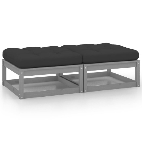 VidaXL Poggiapiedi da Giardino con Cuscini 2 pz Bianchi in Legno Pino VidaXL 805742 panca da esterno Legno, Tessuto, Poliestere