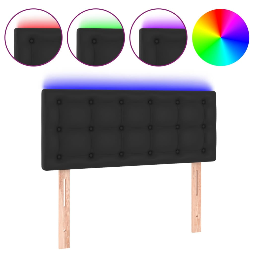 VidaXL Testiera a LED Nera 100x5x118/128 cm in Similpelle VidaXL 3122508 testiera e pedana Nero