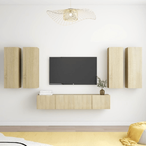 VidaXL Set Porta TV 6 pz Rovere Sonoma in Truciolato VidaXL 3078995 supporto TV e sistema audio